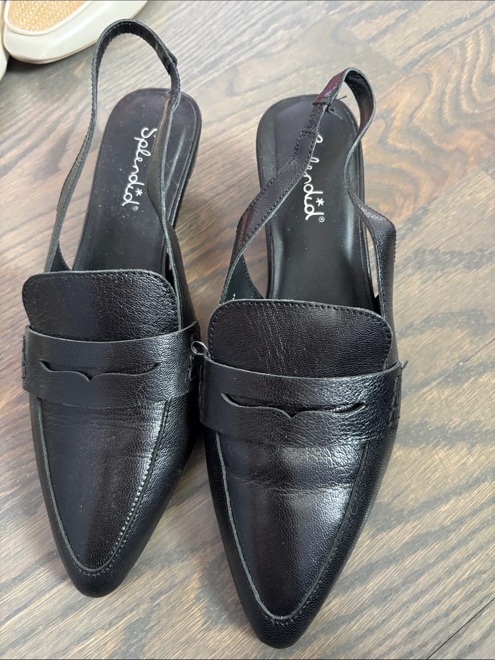 Splendid Black Pointed-Toe Slingback Sandals